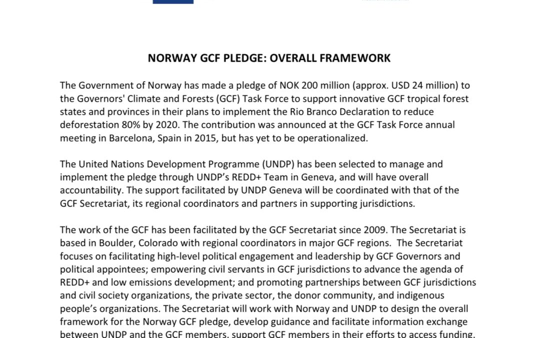 Norway-GCF Pledge: Overall Framework